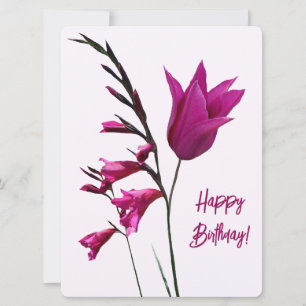 Happy Birthday  roze tulp bloemenkleurrijk Feestdagenkaart