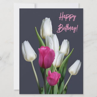 Happy Birthday roze tulp bloemenstijlvol Feestdagenkaart