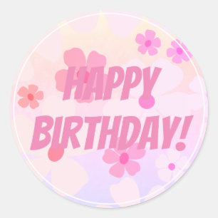 Happy Birthday roze ventilatorkracht Ronde Sticker