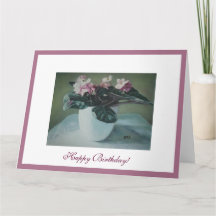 Happy Birthday  roze viooltjes floral fine art