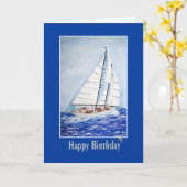 Happy Birthday Sailboot Kaart (Gele Bloem)