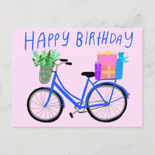 HAPPY BIRTHDAY Schattige Blue Bicycle Custom Briefkaart