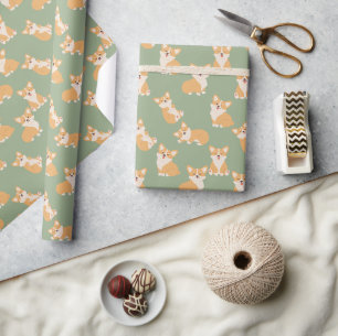 Happy Birthday Schattige Corgi Pattern voor Honden Cadeaupapier