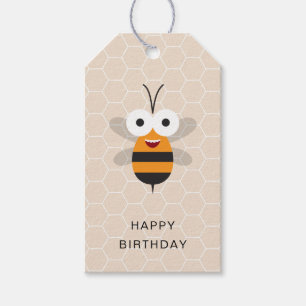 Happy Birthday Schattige Funny Honey Bee Honeycomb Cadeaulabel