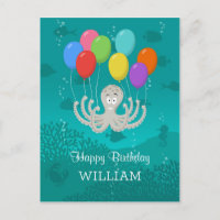 Happy Birthday Schattige Funny Octopus Cartoon Bal