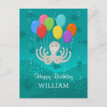 Happy Birthday Schattige Funny Octopus Cartoon Bal