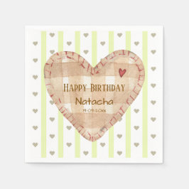 Happy Birthday Schattige girly hartpatroon Servet