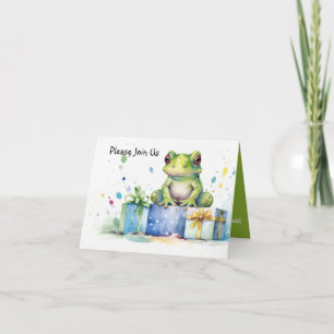 Happy Birthday Schattige Groene kikker met ingepak