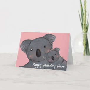 Happy Birthday schattige koala moeder & baby Kaart