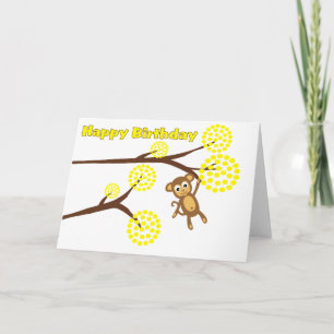Happy Birthday Schattige Monkey Kaart