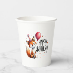 Happy Birthday - Schattigee Fox Paper Cups Papieren Bekers