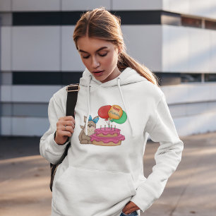 Happy Birthday Schattigee puppy met ballonnen en t Hoodie