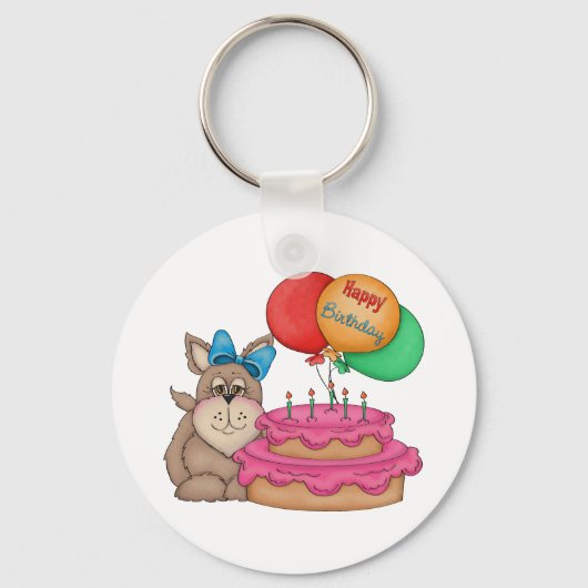 Happy Birthday Schattigee puppy met ballonnen en t Sleutelhanger (Voorkant)