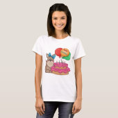 Happy Birthday Schattigee puppy met ballonnen en t T-shirt (Voorkant volledig)