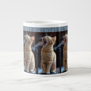 Happy Birthday Schattigee zangkatten Extra Grote Beker