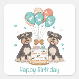 Happy Birthday Schnauzer Dogs Vierkante Sticker