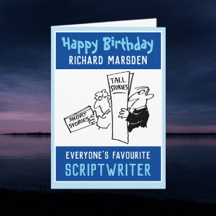 Happy Birthday Schrijver. Verjaardag van de scenar Kaart
