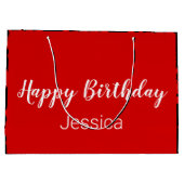 Happy Birthday Script Black en Red Hearts Groot Cadeauzakje (Achterkant)