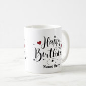 Happy Birthday Script Custom Name Coffee Mok (Voorkant rechts)
