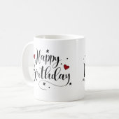 Happy Birthday Script Custom Name Coffee Mok (Voorkant links)