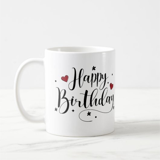 Happy Birthday Script Custom Name Coffee Mok (Links)
