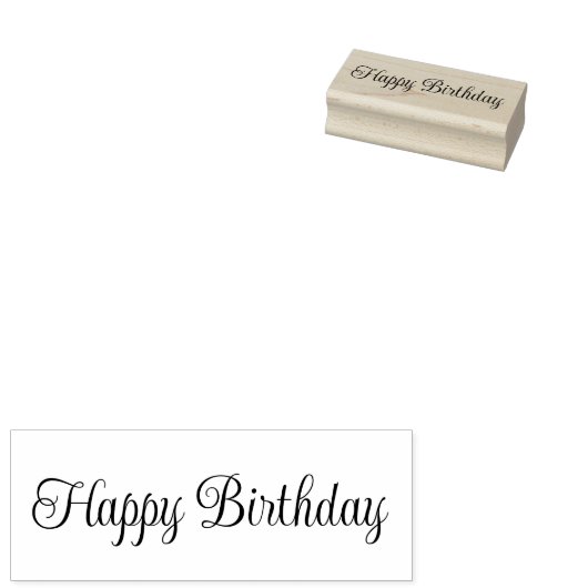 Happy Birthday Script Tekst Sjabloon Rubberstempel (Gestempeld)