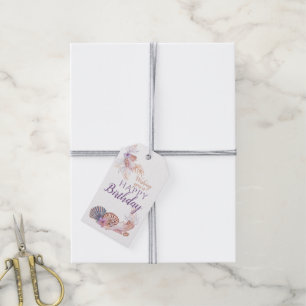 Happy Birthday Seashell Coral Cadeaulabel