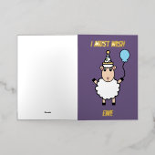 Happy Birthday Sheep Funny Wish Ewe Folie Wenskaart (Buiten Laag)