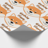 Happy Birthday Shiba in u Original Wrapping Paper Cadeaupapier (Hoek)