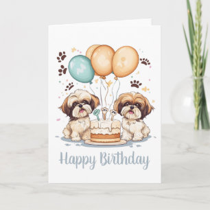 Happy Birthday Shih Tzu Dogs Verjaardagstaart Kaart