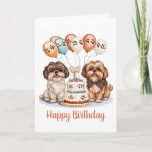 Happy Birthday Shih Tzu Dogs Verjaardagstaart Kaart