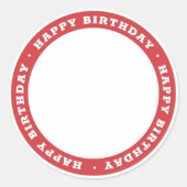 Happy Birthday Simple Modern Foto Ronde Sticker (Voorkant)