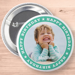Happy Birthday Simple Moderne Custom Photo Ronde Button 5,7 Cm
