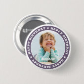 Happy Birthday Simple Moderne Custom Photo Ronde Button 5,7 Cm (Voorkant /achterkant)