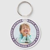 Happy Birthday Simple Moderne Custom Photo Sleutelhanger (Voorkant)