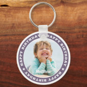 Happy Birthday Simple Moderne Custom Photo Sleutelhanger (Voorkant)