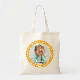 Happy Birthday Simple Moderne Custom Photo Tote Bag