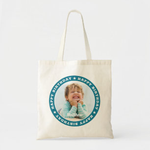 Happy Birthday Simple Moderne Custom Photo Tote Bag