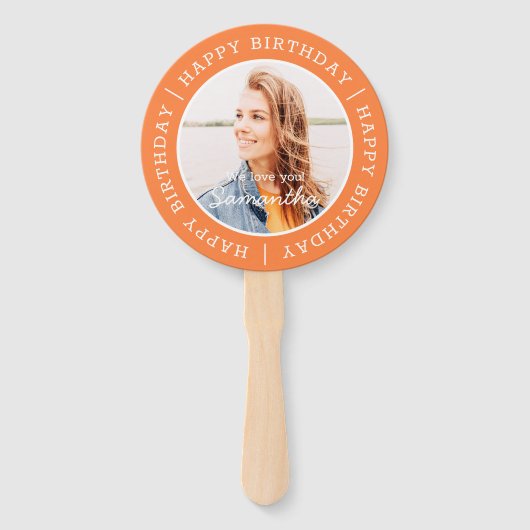 Happy Birthday Simple Preppy Modern Custom Photo Handwaaier (Voorkant)