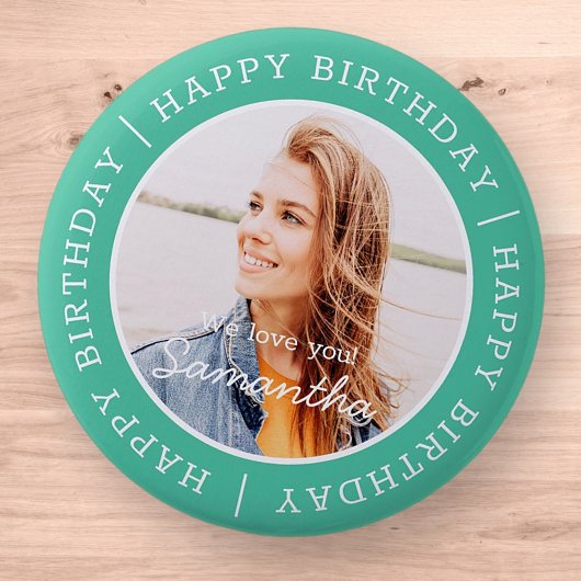 Happy Birthday Simple Preppy Modern Custom Photo Ronde Button 5,7 Cm