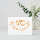 Happy Birthday sinaasappel Bunting Briefkaart (Staand voorkant)