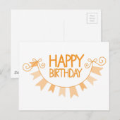 Happy Birthday sinaasappel Bunting Briefkaart (Voorkant / Achterkant)