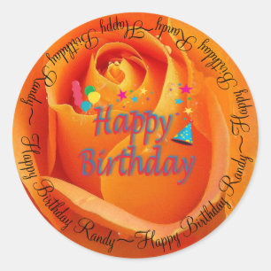 Happy Birthday Sinaasappel Roos Ronde Sticker