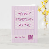 Happy Birthday Sister, QR Code Video Greeting Card Kaart (Gele Bloem)