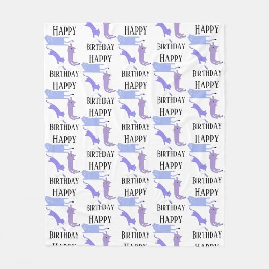 Happy Birthday Sjabloon Funny Cats Fleece Deken (Voorkant)