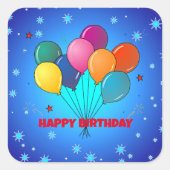 Happy Birthday SJABLOON Vierkante Sticker (Voorkant)