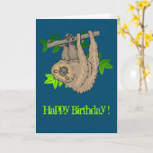Happy Birthday Sloth Kaart (Gele Bloem)