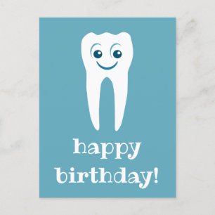 happy birthday smiling tooth briefkaart