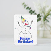 Happy Birthday Snowman Kaart (Staand voorkant)
