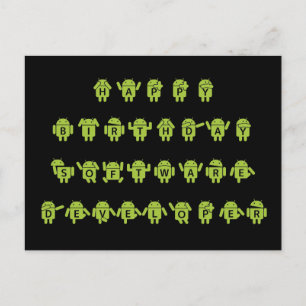 Happy Birthday Software Developer (Bugdroid) Briefkaart